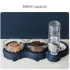 Pet Cat Double Bowls No-Spill Food Feeder