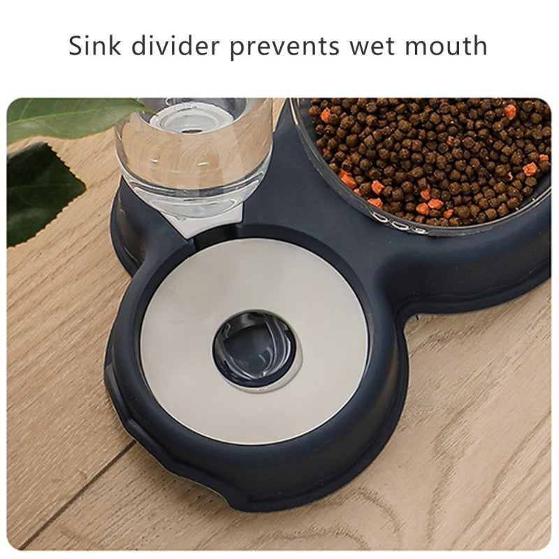 Pet Cat Double Bowls No-Spill Food Feeder