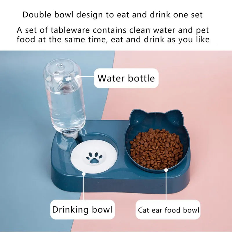 Pet Cat Automatic Feeder Bowl Water Dispenser