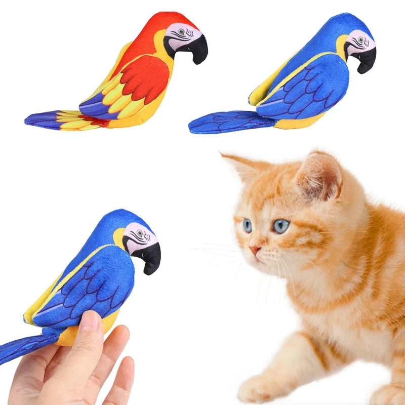 Simulation Parrot Squeaky Bird Cat Toy