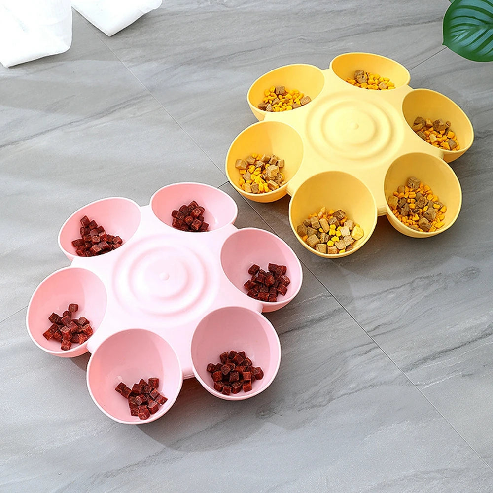 Pet Cat  Six Grid Petal Food Bowl