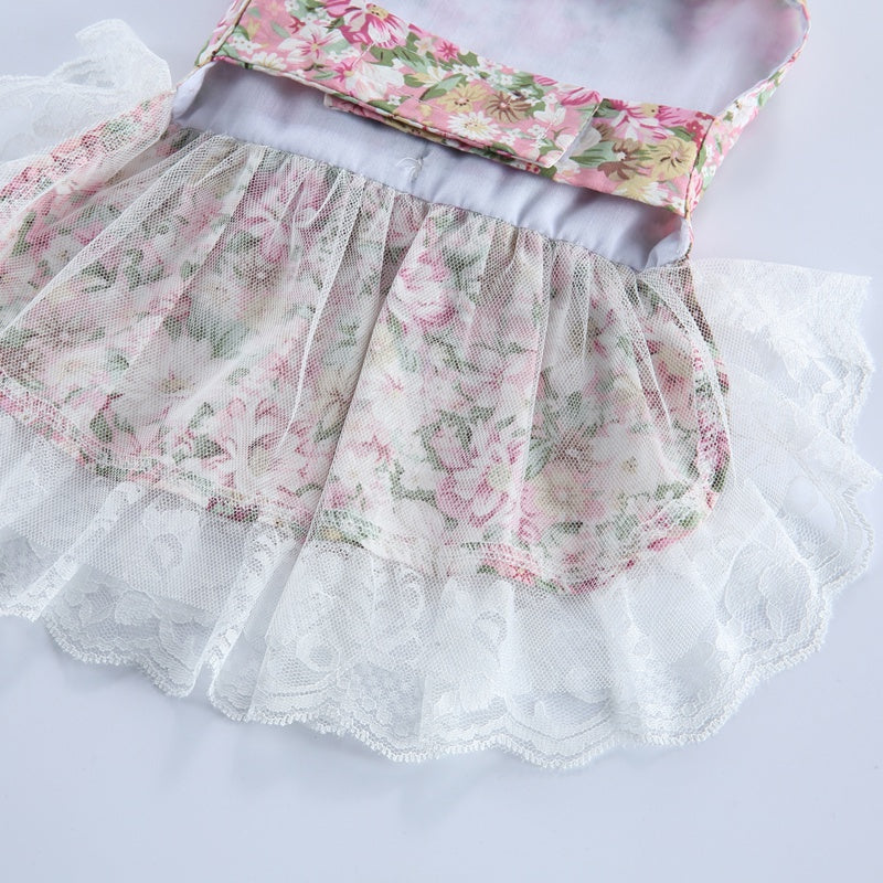 Pet Cat Princess Dress Lace Print Bow Skirts